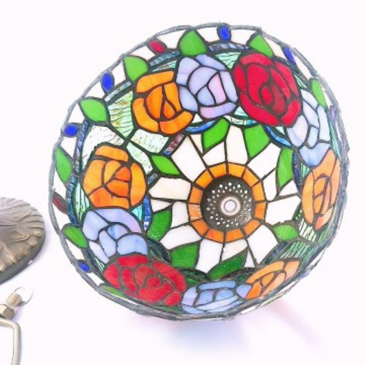 ステンドグラスランプ<薔薇><br>卓上照明 1灯