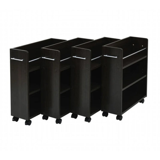 【WH色:次回1月中旬入荷予定】【お客様組立品】CLOSET RACKシリーズ キャスター付きスリム 押し入れ収納4個セット 幅19.5奥行58.5 SGT-0128SET【全3色】