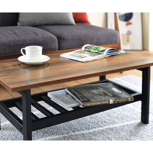 【お客様組立品】ELVISシリーズ 幅80cm 奥行40cm ヴィンテージ風 ローテーブル KKS-0018-BKBR