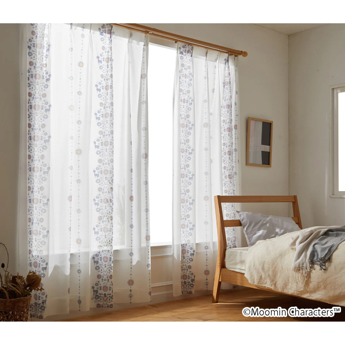 MOOMIN FOLK LINE レースカーテン A1019ブルー