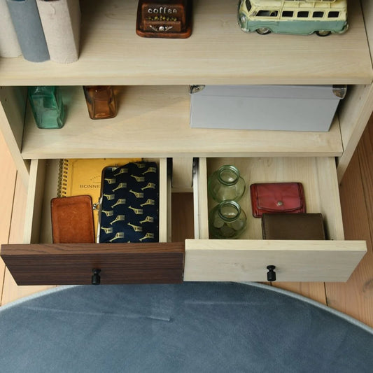 【お客様組立品】Two-tone BOXシリーズ 幅60cm 奥行30cm 高さ85cm オープン&チェスト FMB-0002-NADB