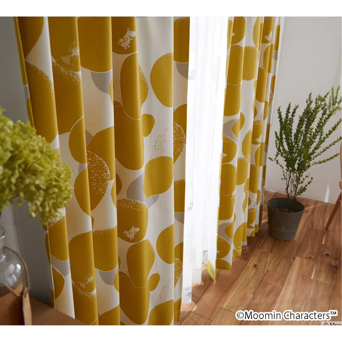 MOOMIN ROCK PATTERN ドレープカーテン A1009ダークグレー A1010イエロー