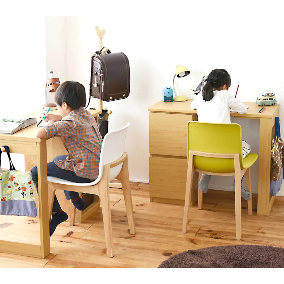 【お客様組立品】コンパクトツインデスクセット ラック+チェスト FWD-0002SET【全2色】