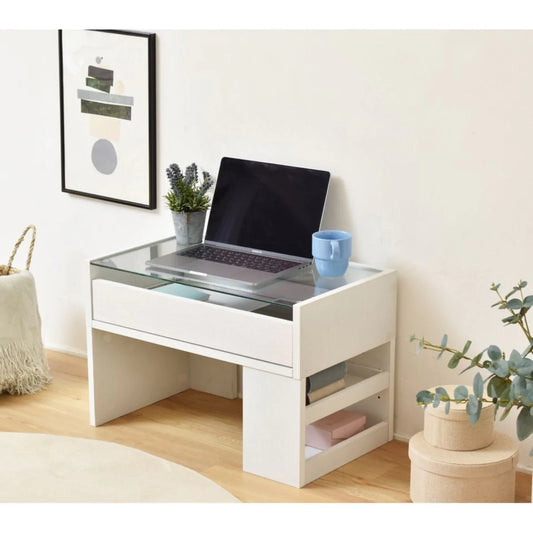 【お客様組立品】CUSTAシリーズ ガラスデスク(ロータイプ) 高さ39.5cm 幅60cm 奥行35.5cm FDR-0003