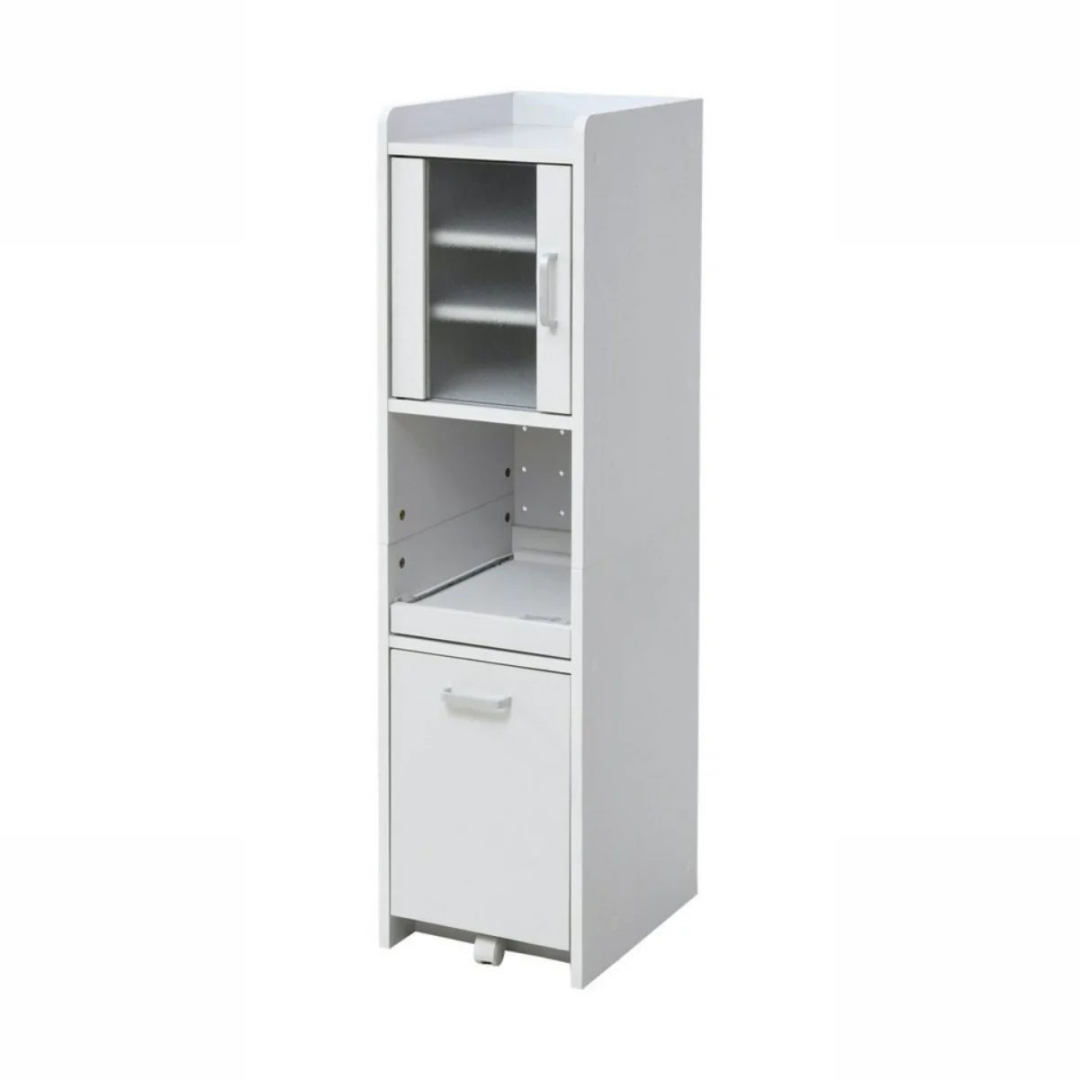 【お客様組立品】スマートキッチンシリーズ ミニ 食器棚 幅30 高さ120 扉付キッチンラック FKC-0645【全2色】