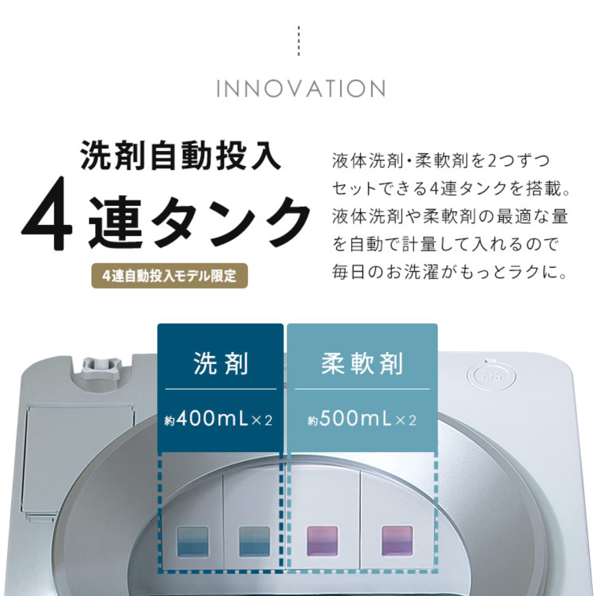 【アイリスオーヤマ】<br>洗濯機 4連自動投入モデル TCW-80A01-W